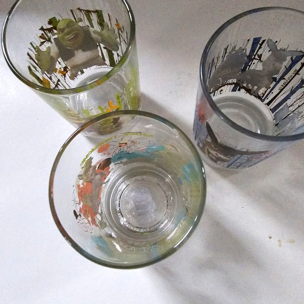 Shrek the third collector glasses drinking glasses 5inch Three juice gla… - Picture 3 of 9